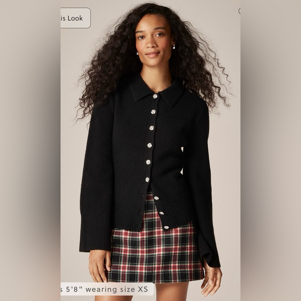 J.Crew Milano-stitch cinched-waist cardigan with embellished buttons